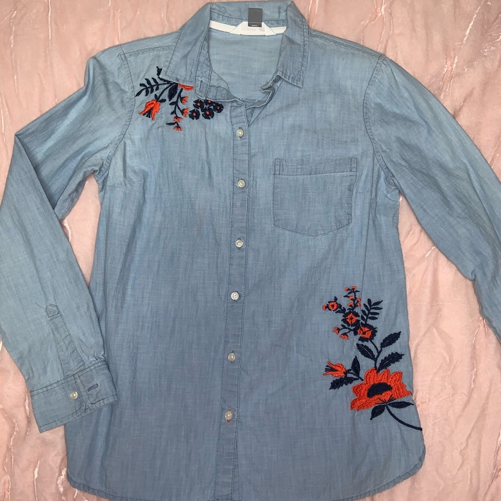 Floral chambray shirt